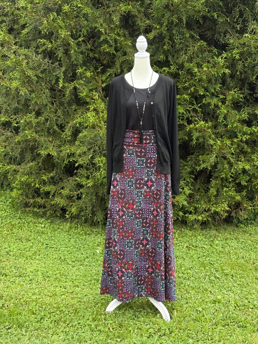 LuLaRoe Boho Geometric Tile Print Maxi Skirt, Size XS